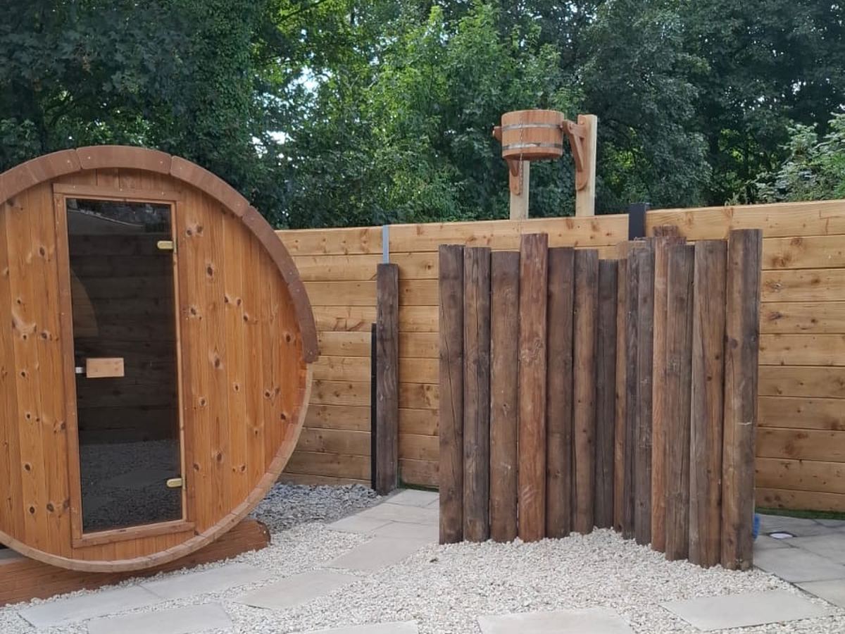 Finnish barrel sauna at B and M Saunas Wexford